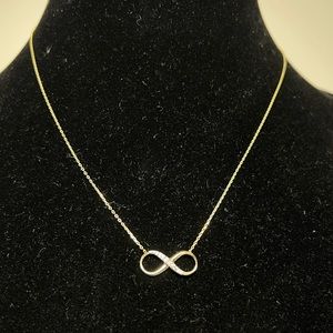 Solid 14K Gold Infinity Pendant with Attached Necklace